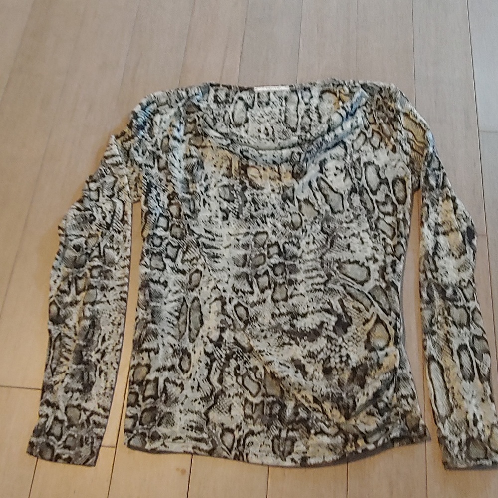 Snake Skin Print Tahari Sheer Blouse Size Small